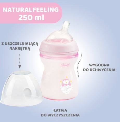 Chicco Butelka NaturalFeeling Plastikowa 6m+ 330 ml Girl 62132